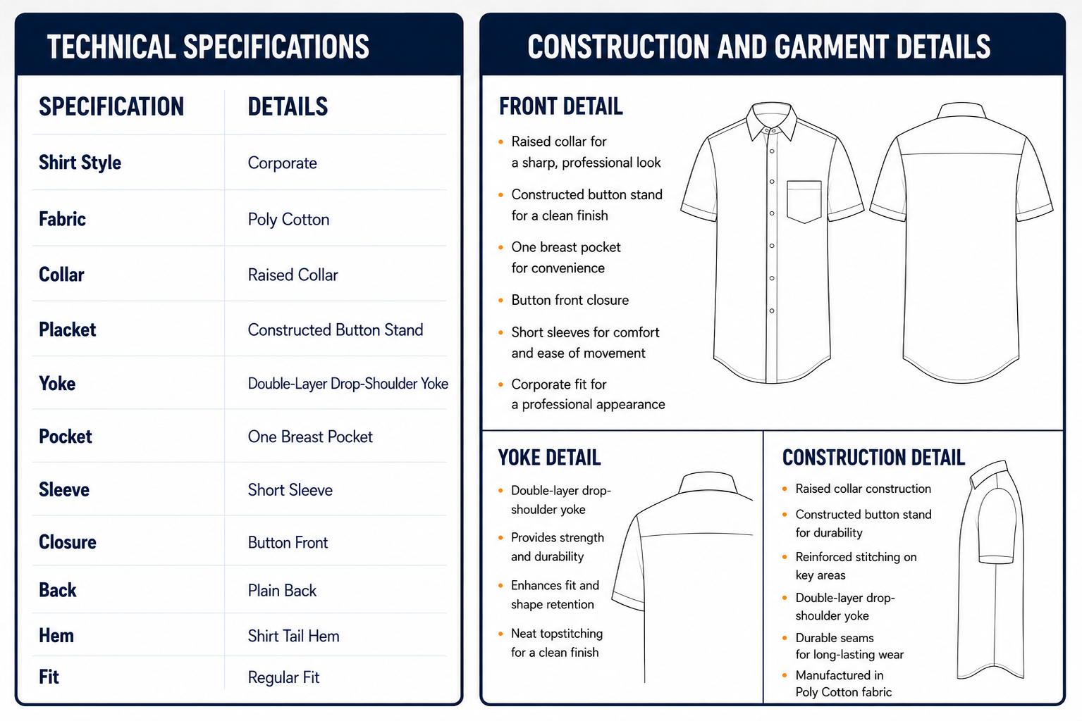 Corporate shirt SS specs