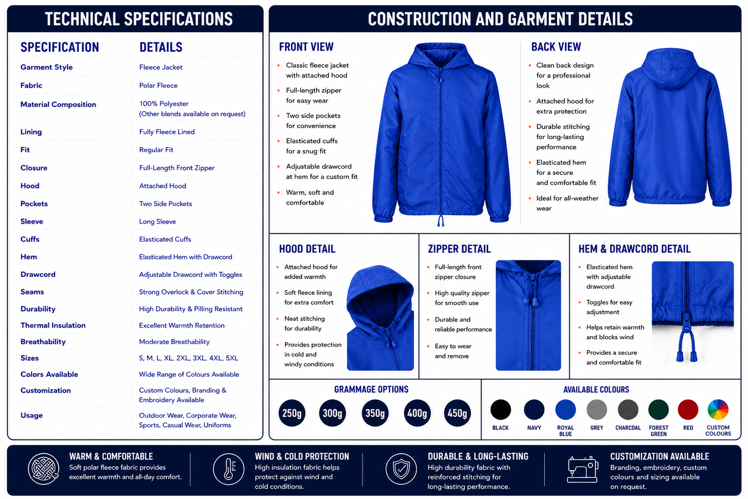 FLEECE JACKET SPECS