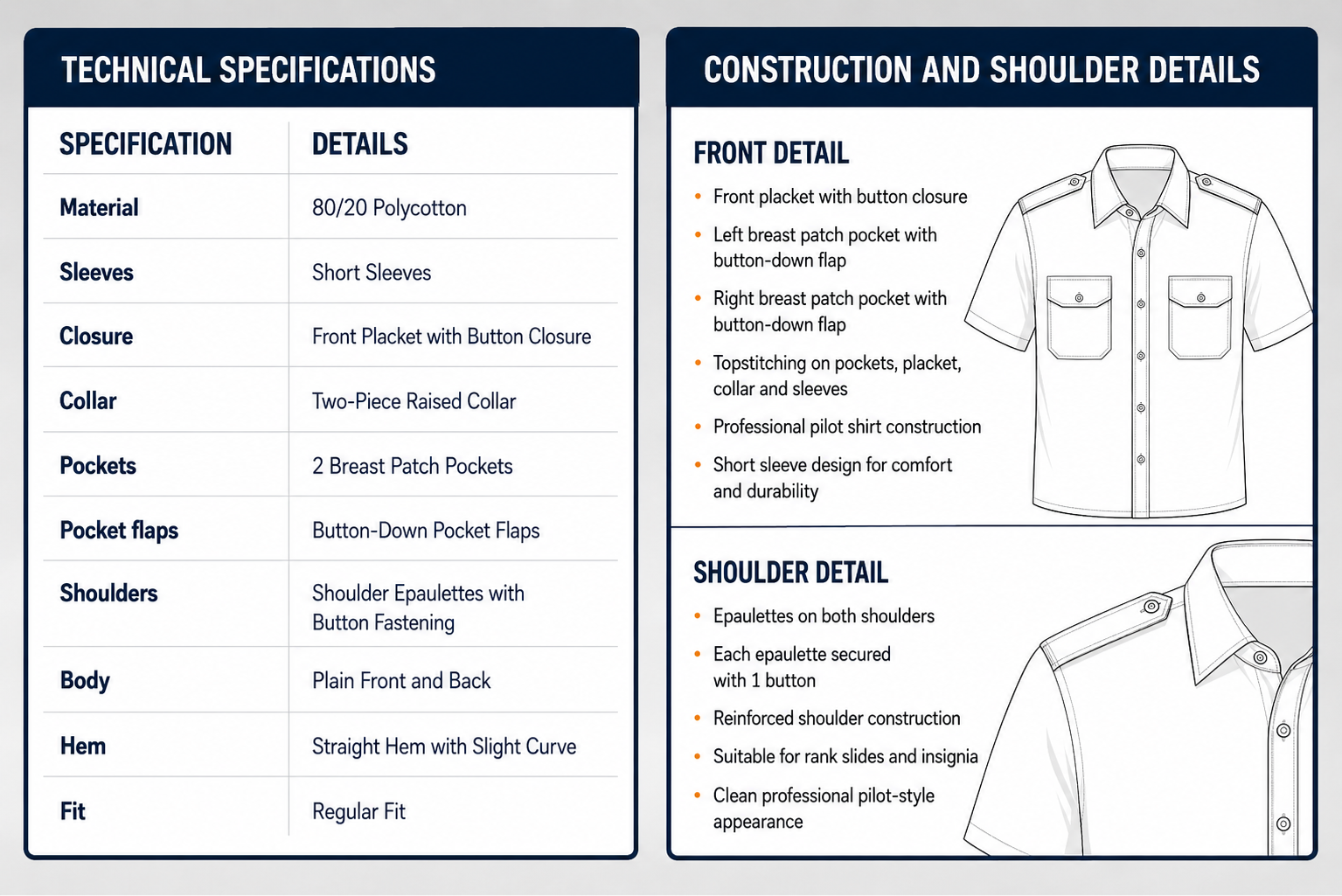 Pilot Shirt shirt sleeve specs