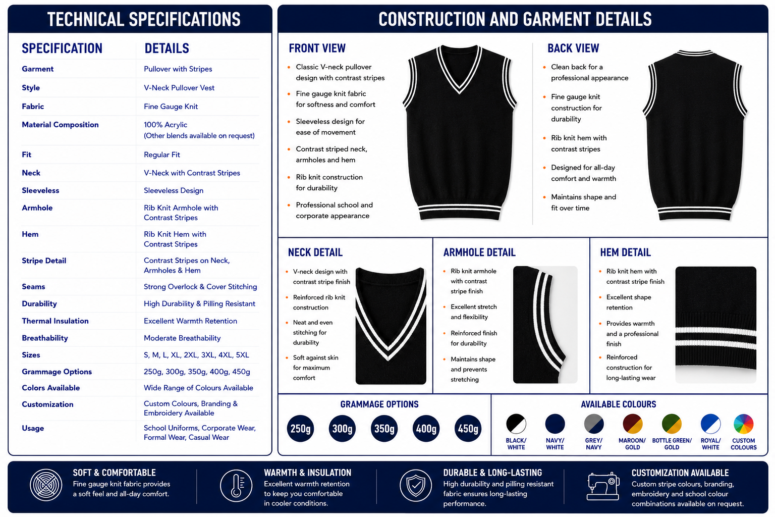 pullover with stripes specs