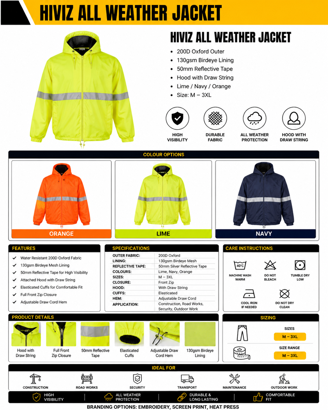 HiViz All Weather Jacket spec