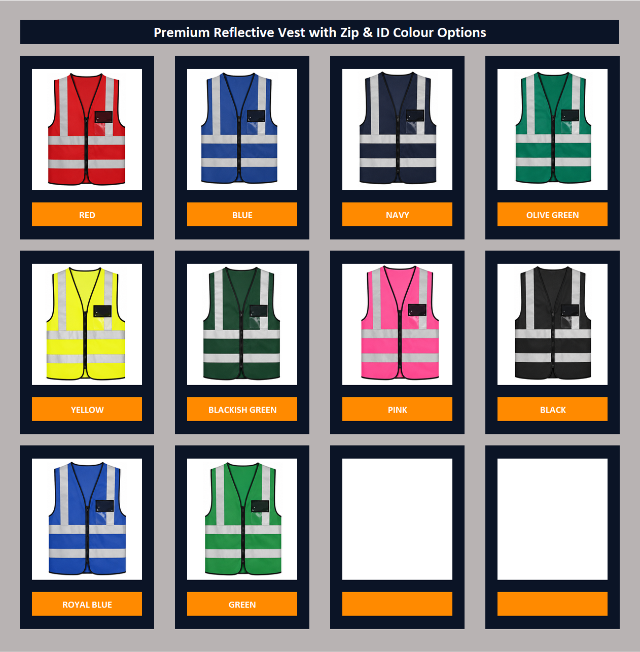 Premium Reflective Vest Zip & ID 2