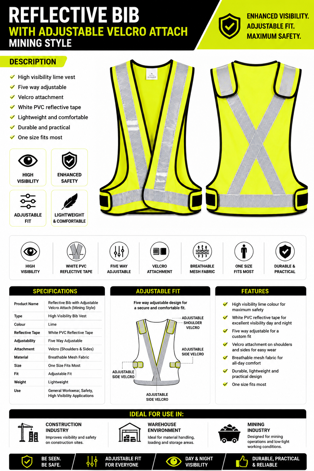 Reflective Bib with Adjustable Velcro SPEC