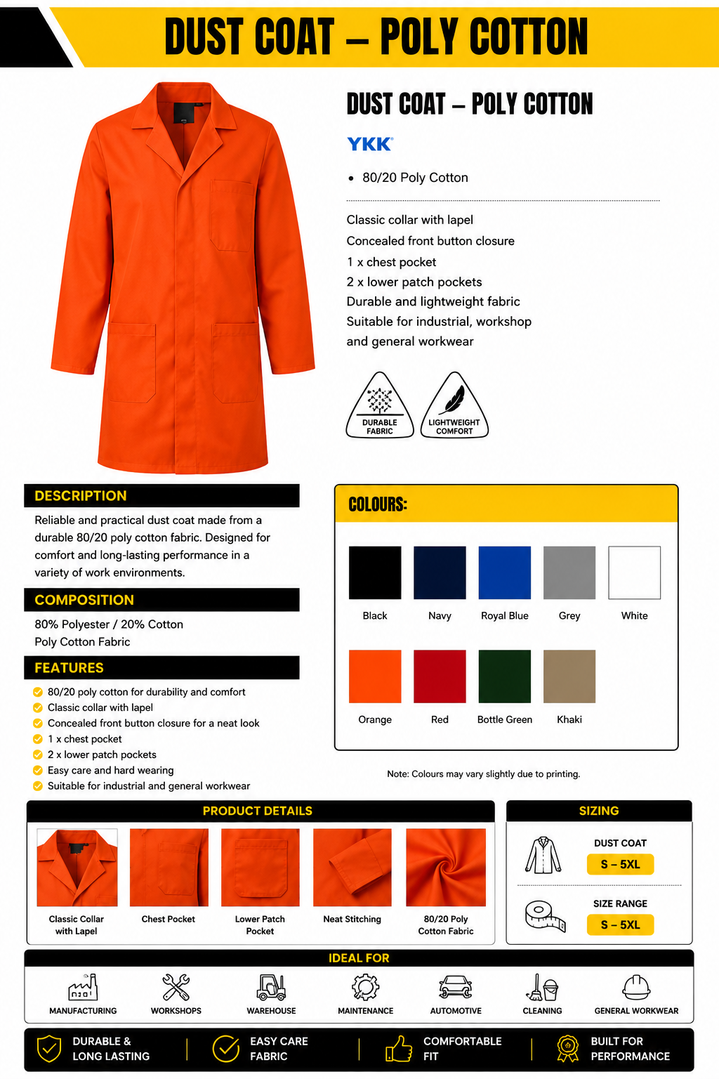 dust coat specs