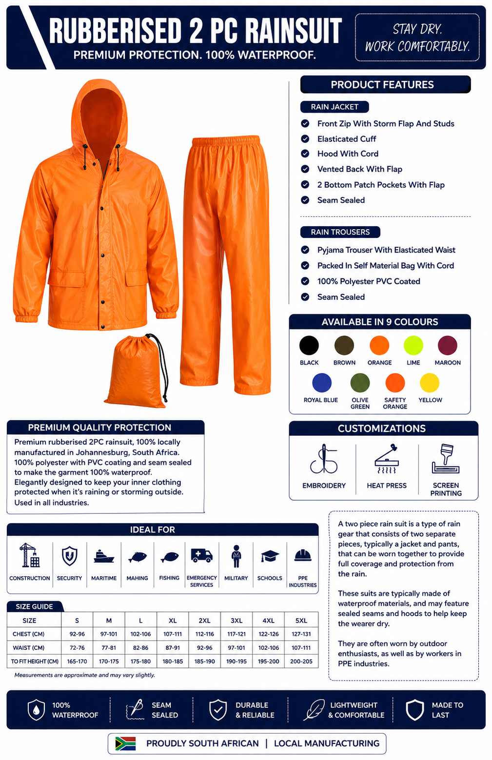 RUBBERISED RAINSUIT LOCAL MANUFACTURED