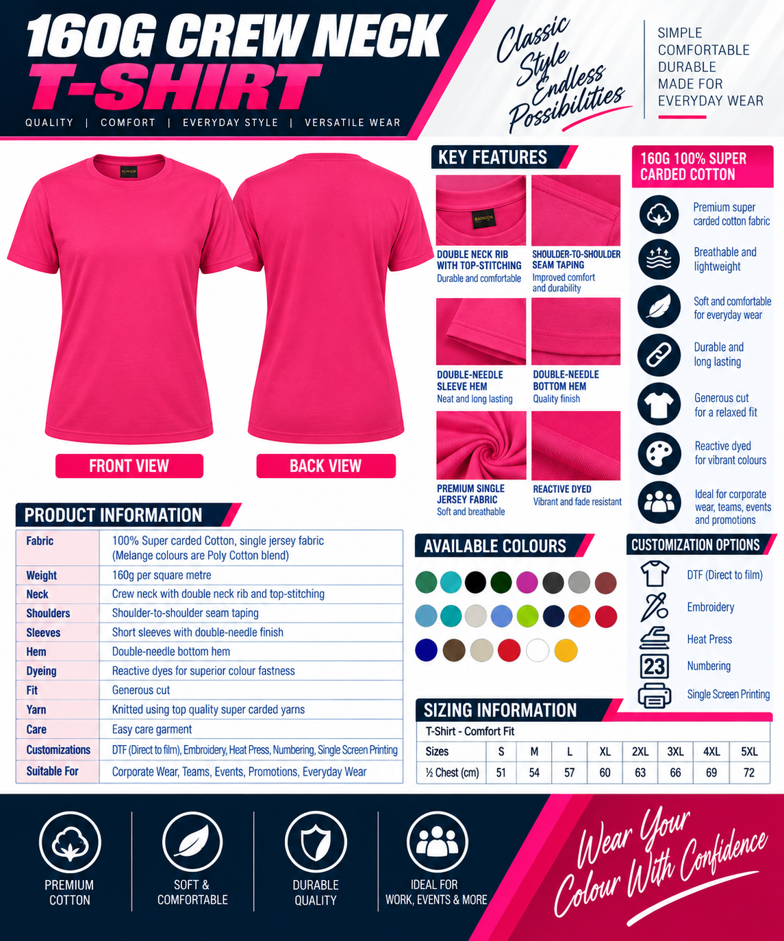 160g Crew Neck T-Shirt