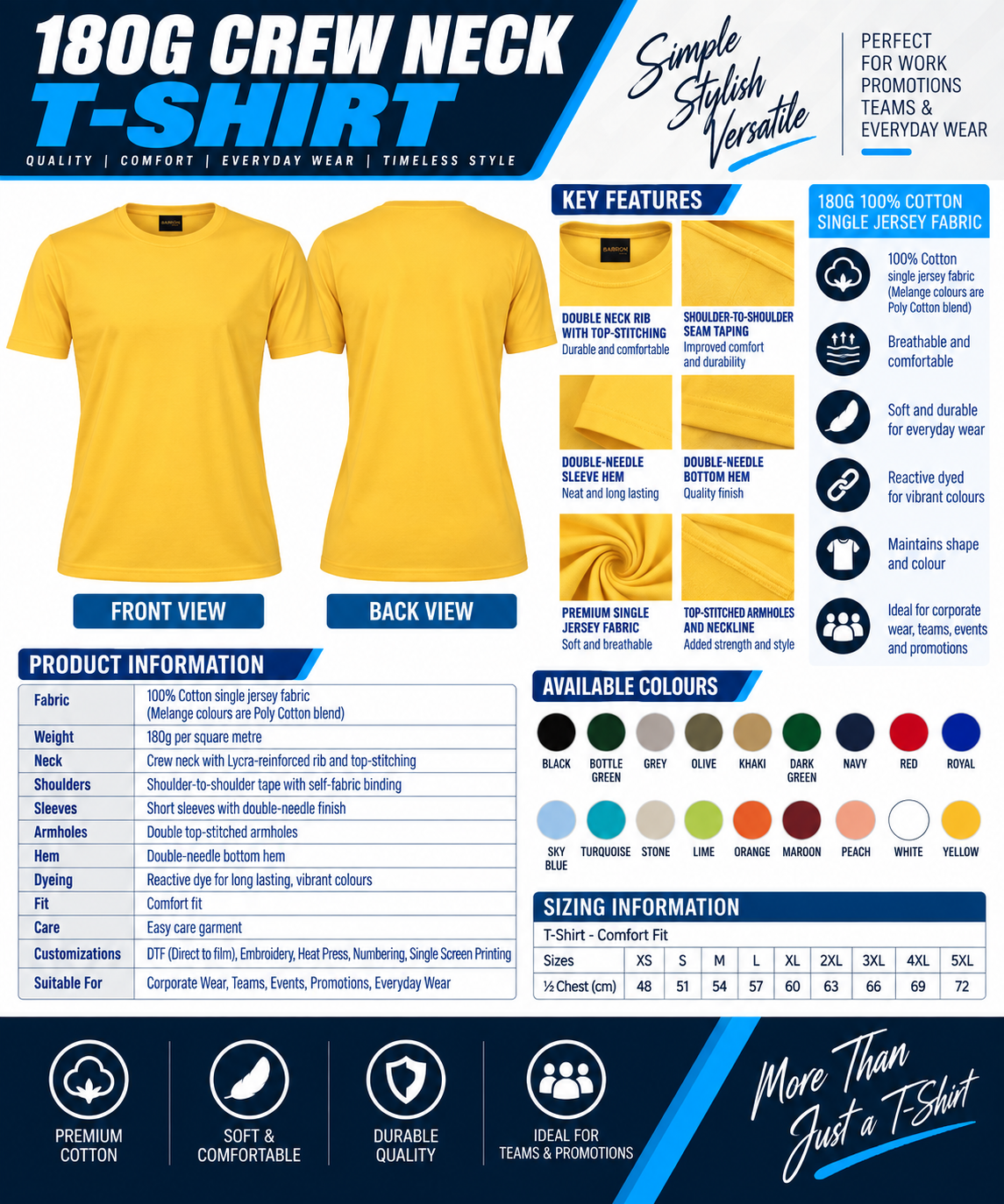 180g Crew Neck T-Shirt