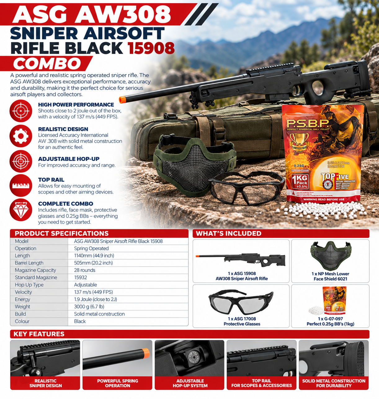 Asg AW308 Sniper Airsoft Rifle