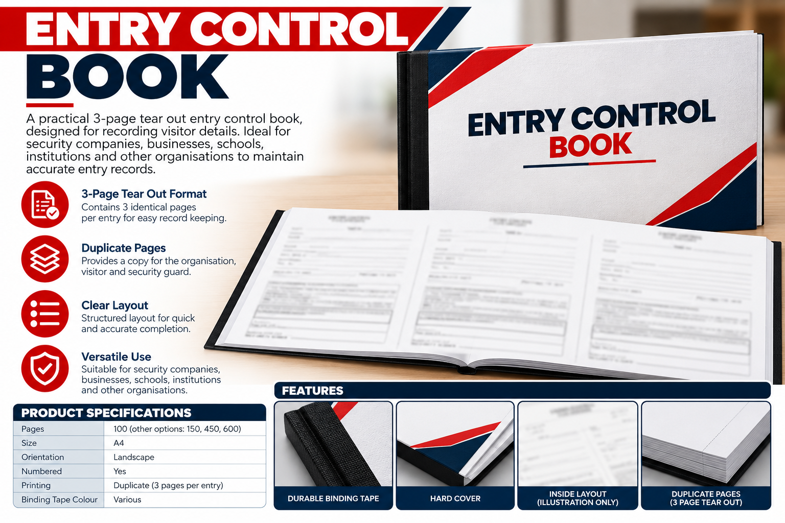 Entry Control Book (3 page tear out)