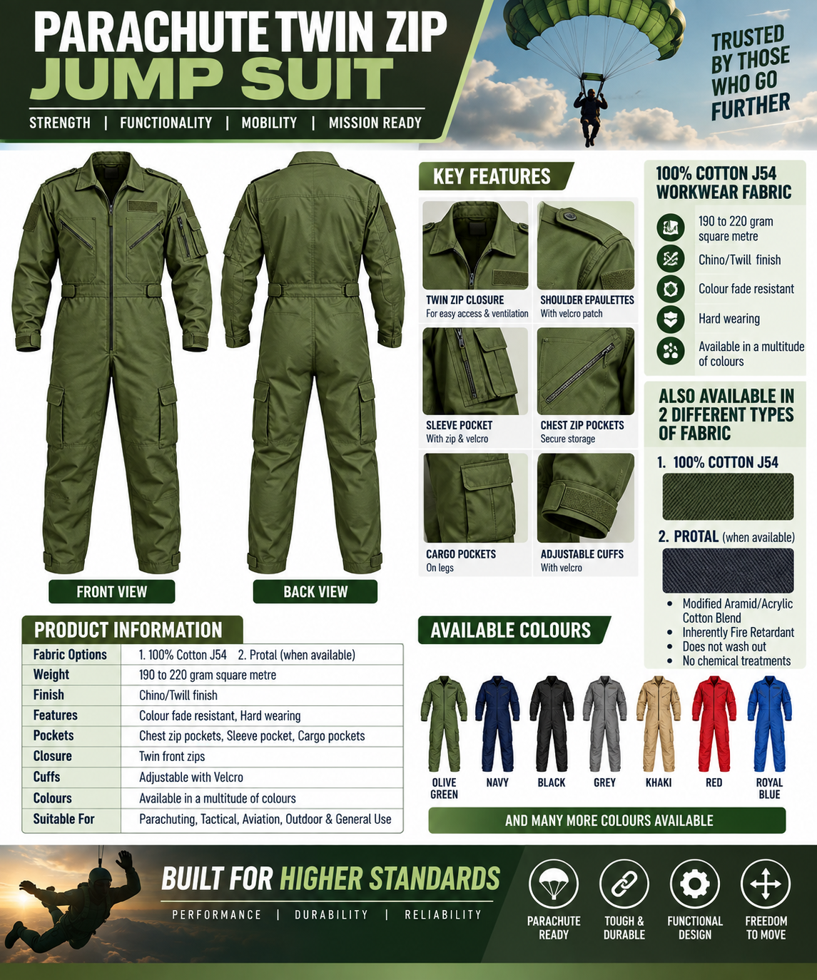 Parachute Twin Zip Jump Suit1