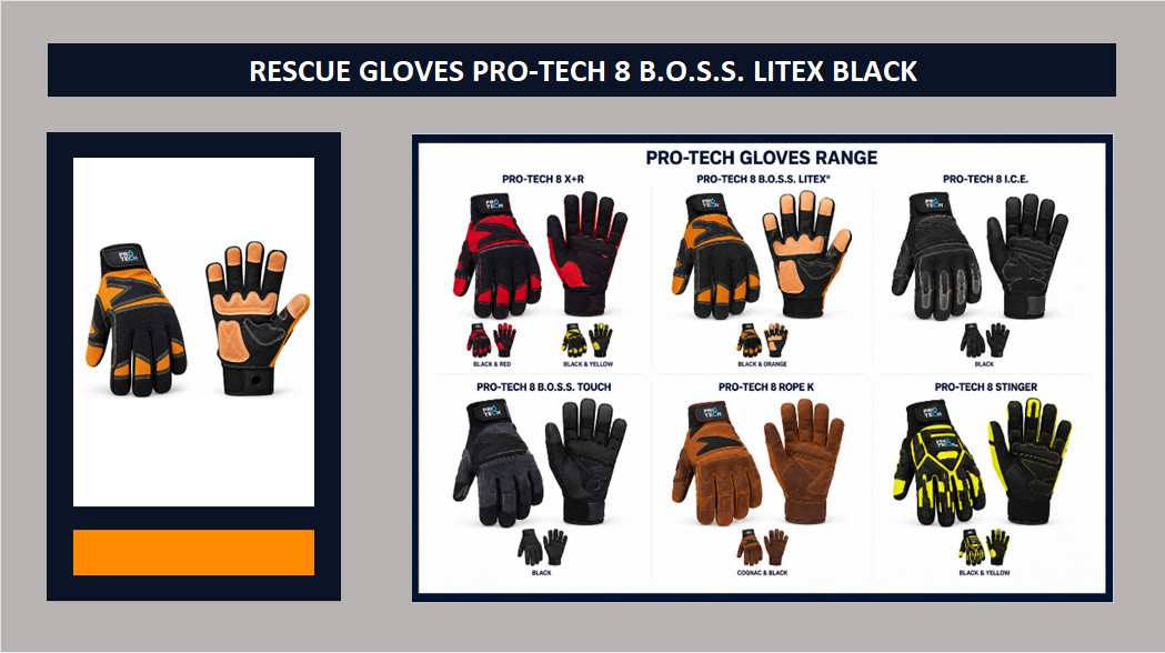 RESCUE GLOVES PRO-TECH 8 B.O.S.S. LITEX BLACK2 - Copy