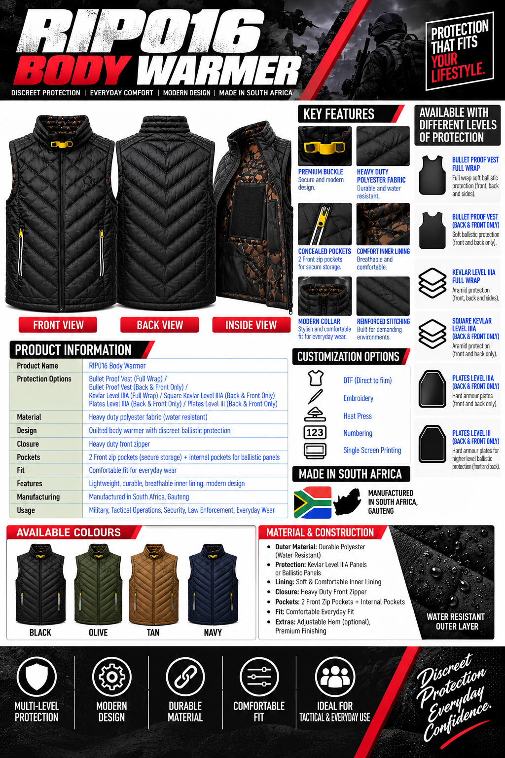 RIP016 BODY WARMER