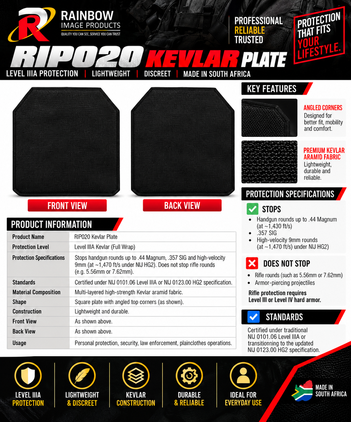 RIP020 PLATES AK47 LEVEL III
