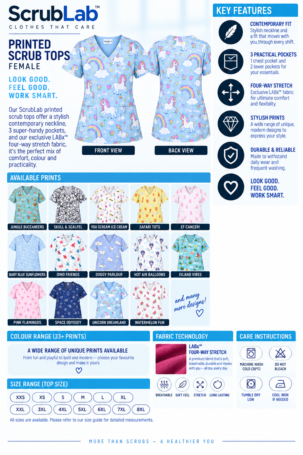 pRINTED SCRUB TOPS