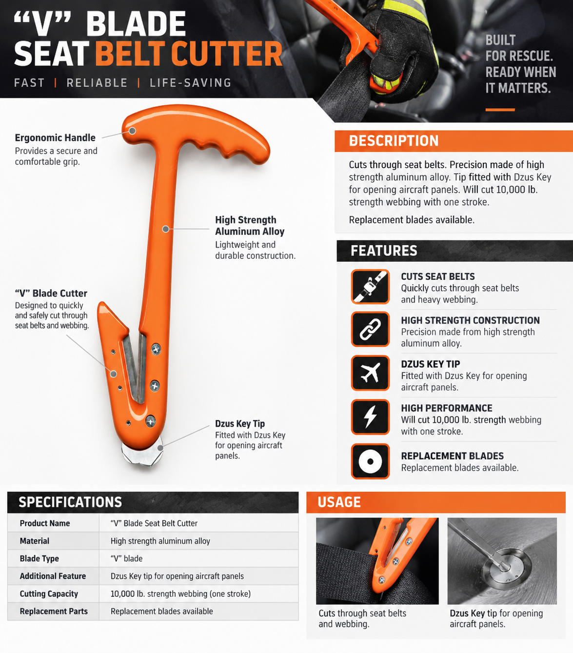 “V” Blade Seat Belt Cutter1