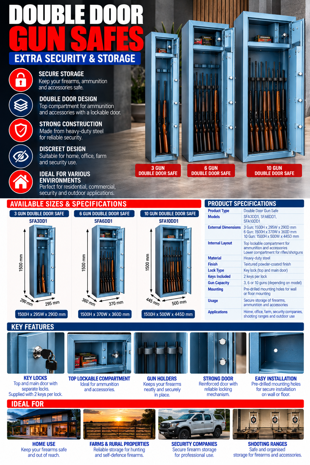 DOUBLE DOOR GUN SAFE